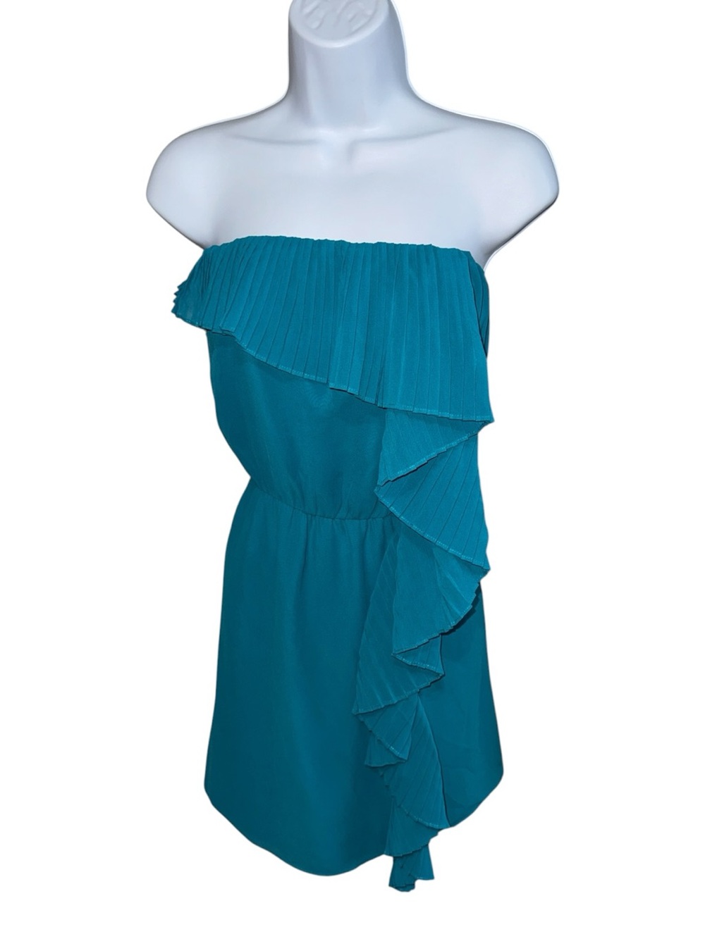 Women’s BCBG Generation Strapless Teal Ruffle Mini Dress - M